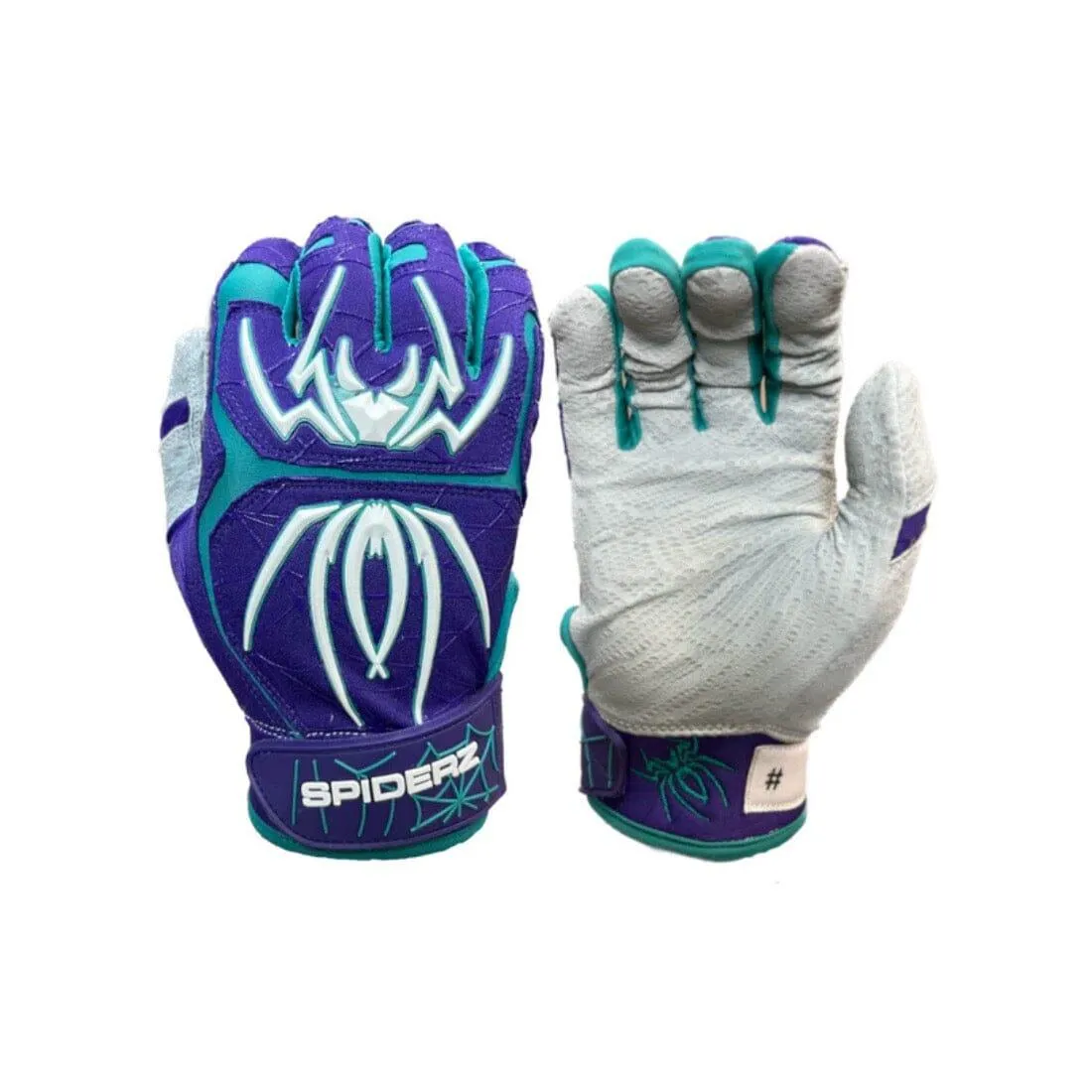 2024 Spiderz ENDITE Batting Gloves: Purple / Teal / White