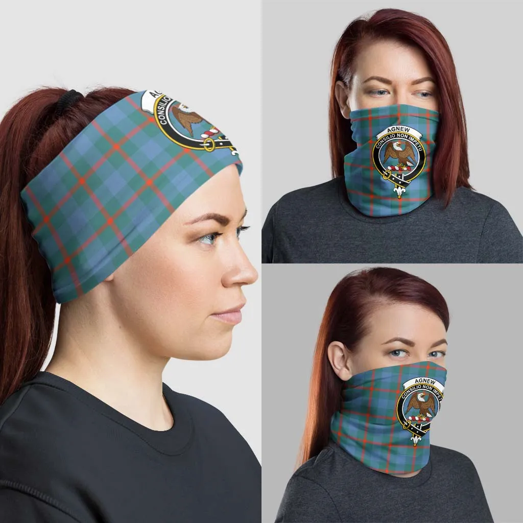 Agnew Ancient Tartan Neck Gaiters, Tartan Bandanas, Tartan Head Band with Family Crest