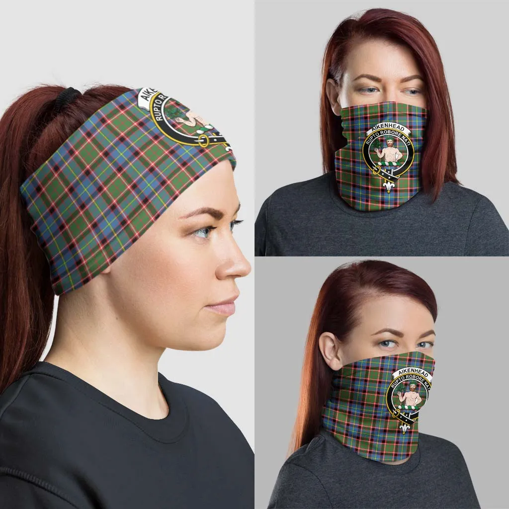 Aikenhead Tartan Neck Gaiters, Tartan Bandanas, Tartan Head Band with Family Crest