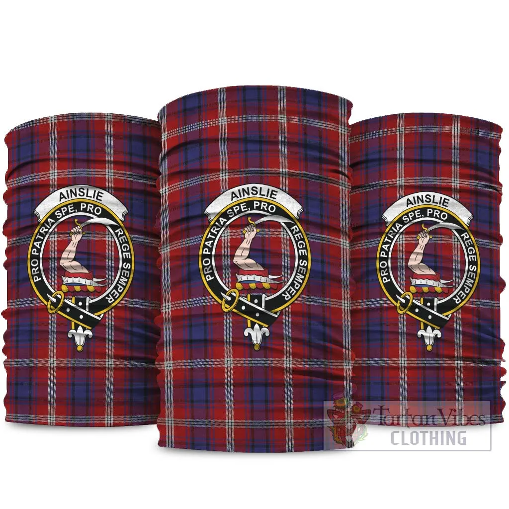 Ainslie Tartan Neck Gaiters, Tartan Bandanas, Tartan Head Band with Family Crest