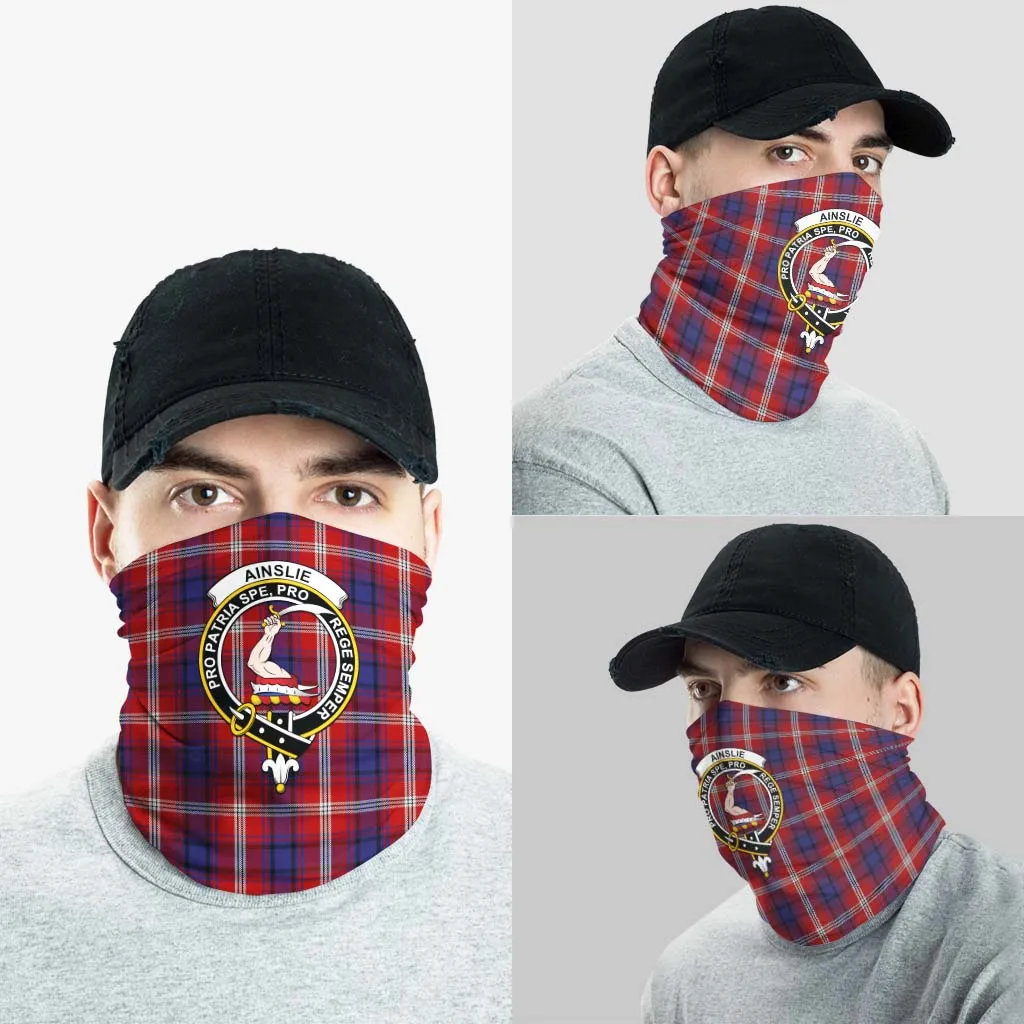 Ainslie Tartan Neck Gaiters, Tartan Bandanas, Tartan Head Band with Family Crest