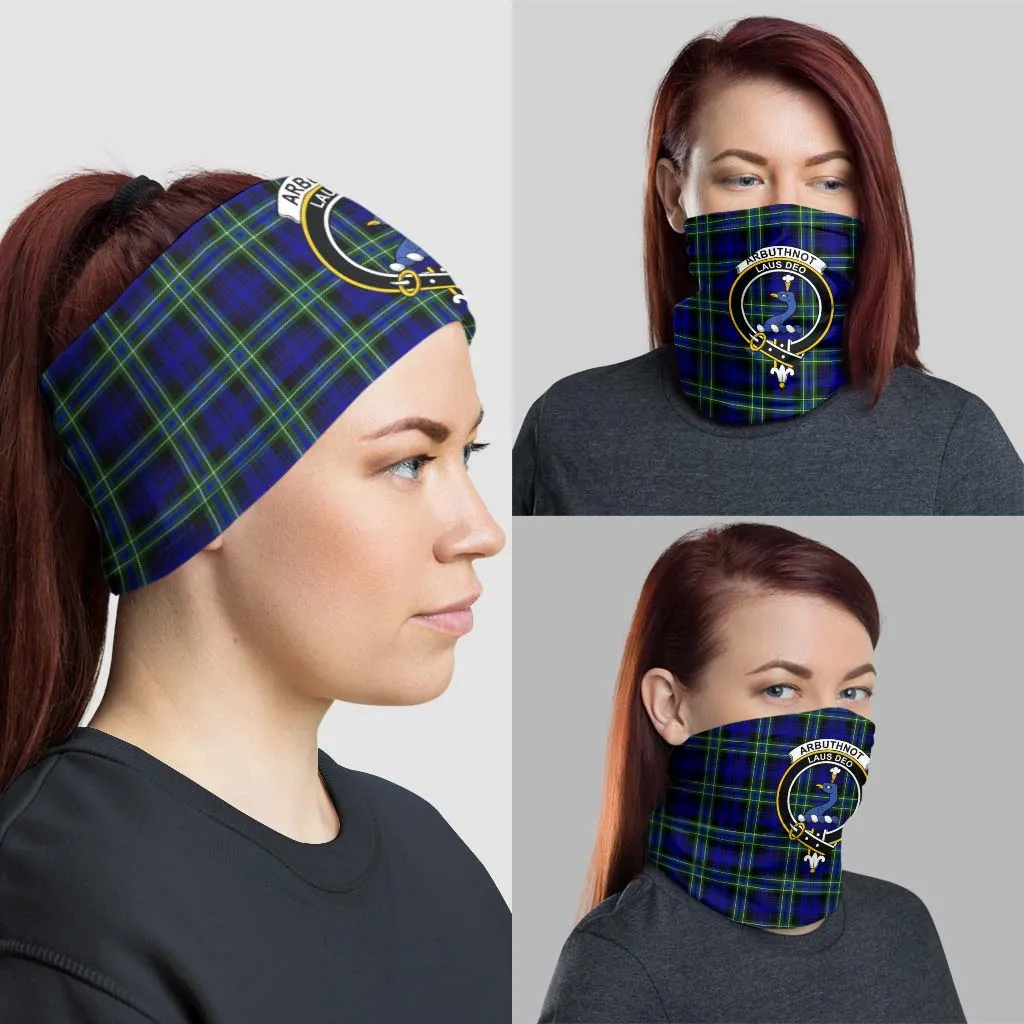 Arbuthnot Modern Tartan Neck Gaiters, Tartan Bandanas, Tartan Head Band with Family Crest