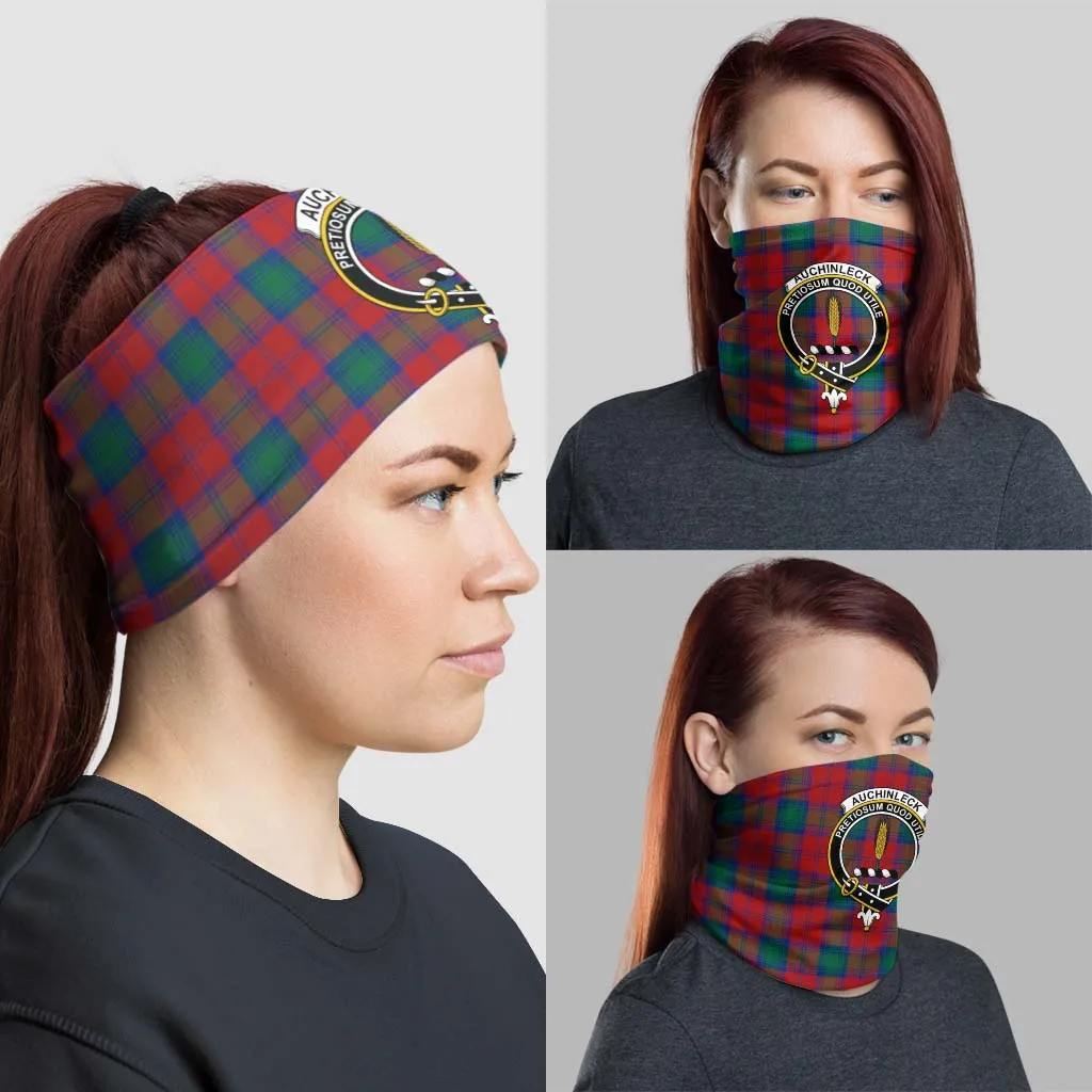 Auchinleck (Affleck) Tartan Neck Gaiters, Tartan Bandanas, Tartan Head Band with Family Crest