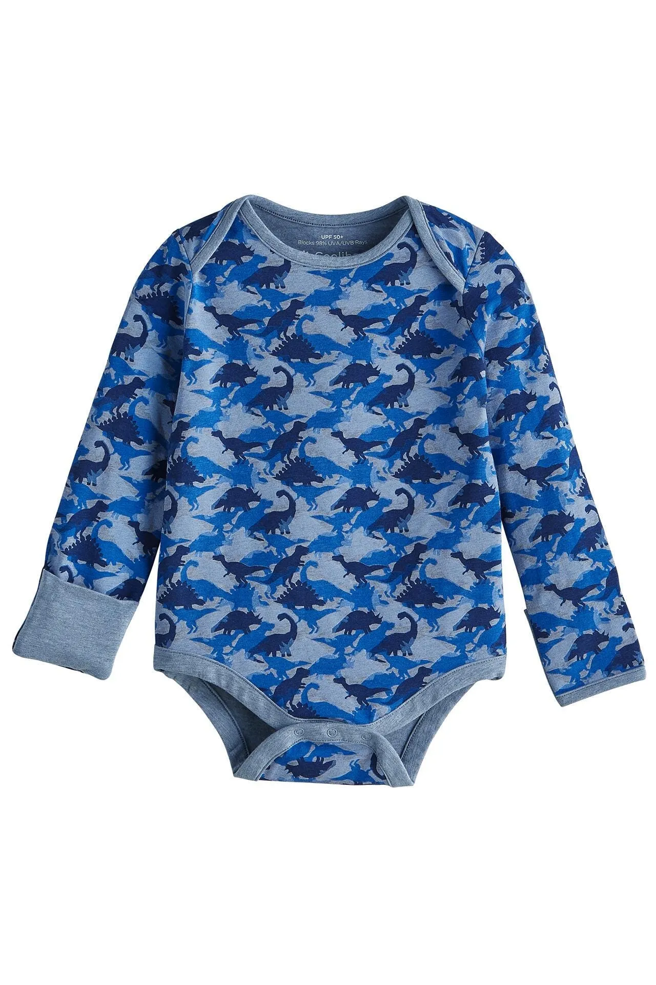 Baby LumaLeo Bodysuit | Light Blue Dino Camo