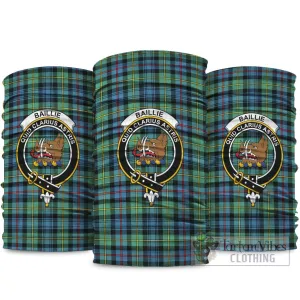 Baillie Ancient Tartan Neck Gaiters, Tartan Bandanas, Tartan Head Band with Family Crest