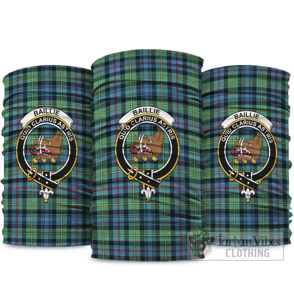 Baillie Ancient Tartan Neck Gaiters, Tartan Bandanas, Tartan Head Band with Family Crest