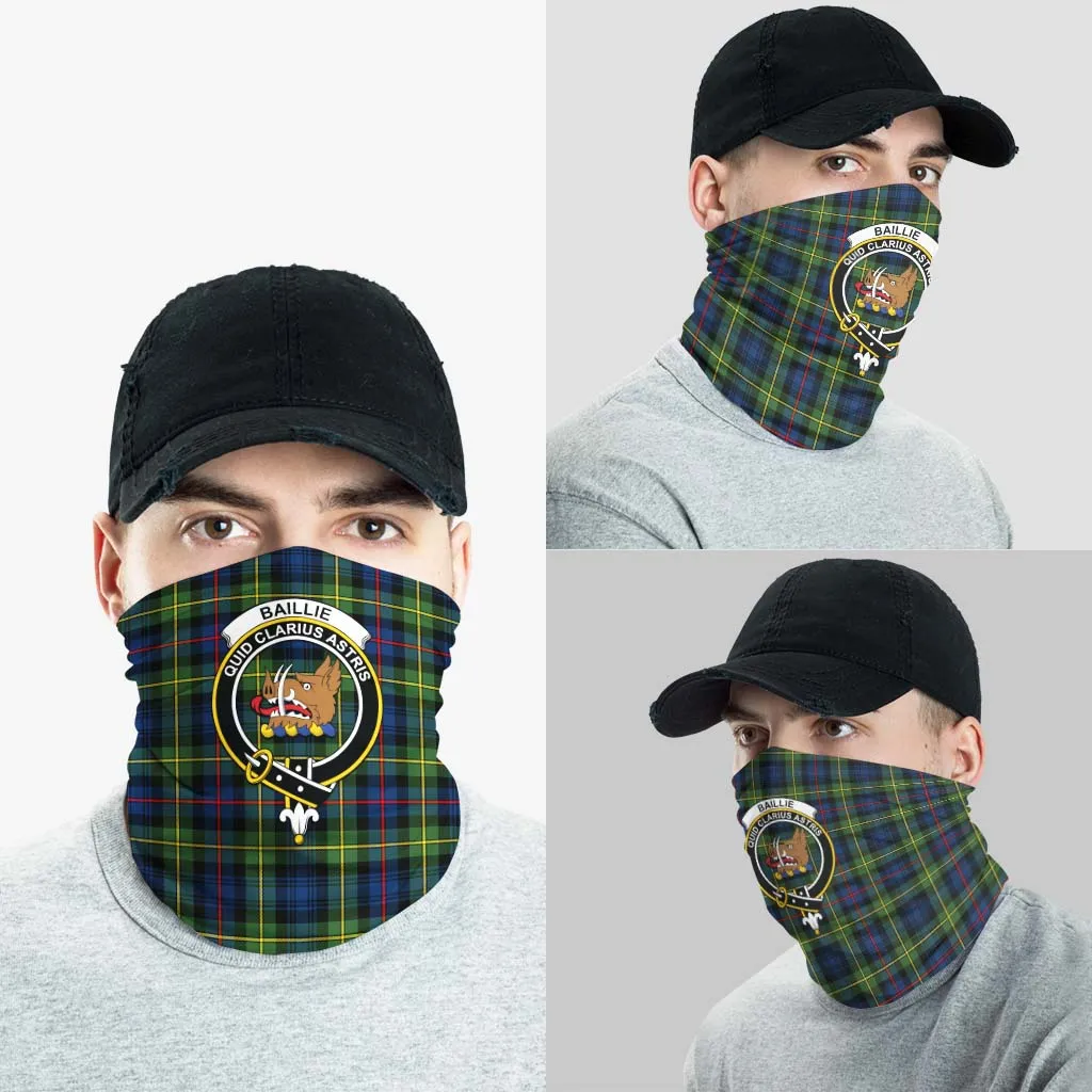 Baillie (Bailey) Tartan Neck Gaiters, Tartan Bandanas, Tartan Head Band with Family Crest