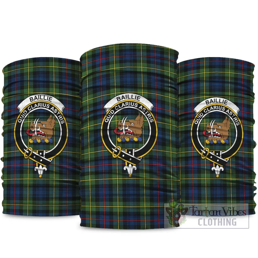 Baillie (Bailey) Tartan Neck Gaiters, Tartan Bandanas, Tartan Head Band with Family Crest