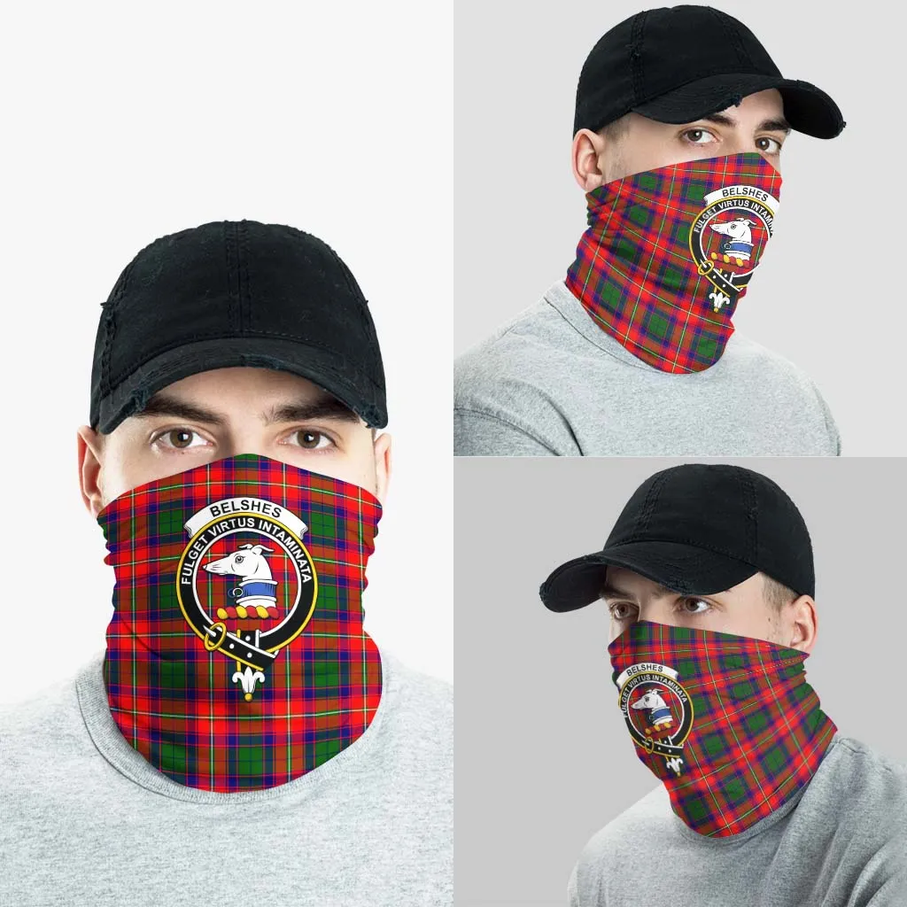 Belshes Tartan Neck Gaiters, Tartan Bandanas, Tartan Head Band with Family Crest