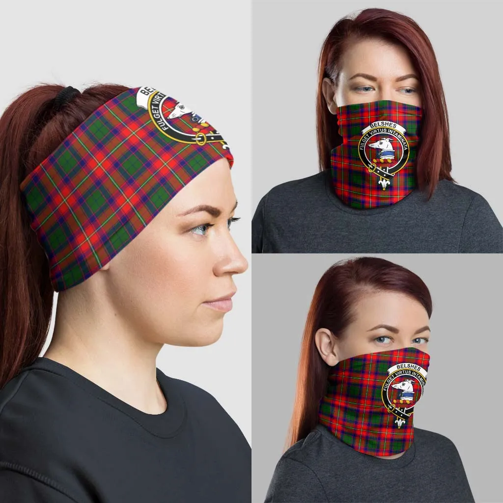 Belshes Tartan Neck Gaiters, Tartan Bandanas, Tartan Head Band with Family Crest