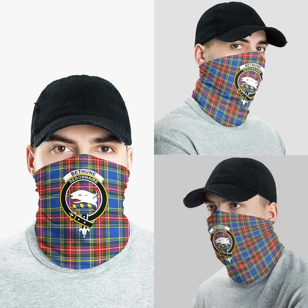 Bethune Tartan Neck Gaiters, Tartan Bandanas, Tartan Head Band with Family Crest