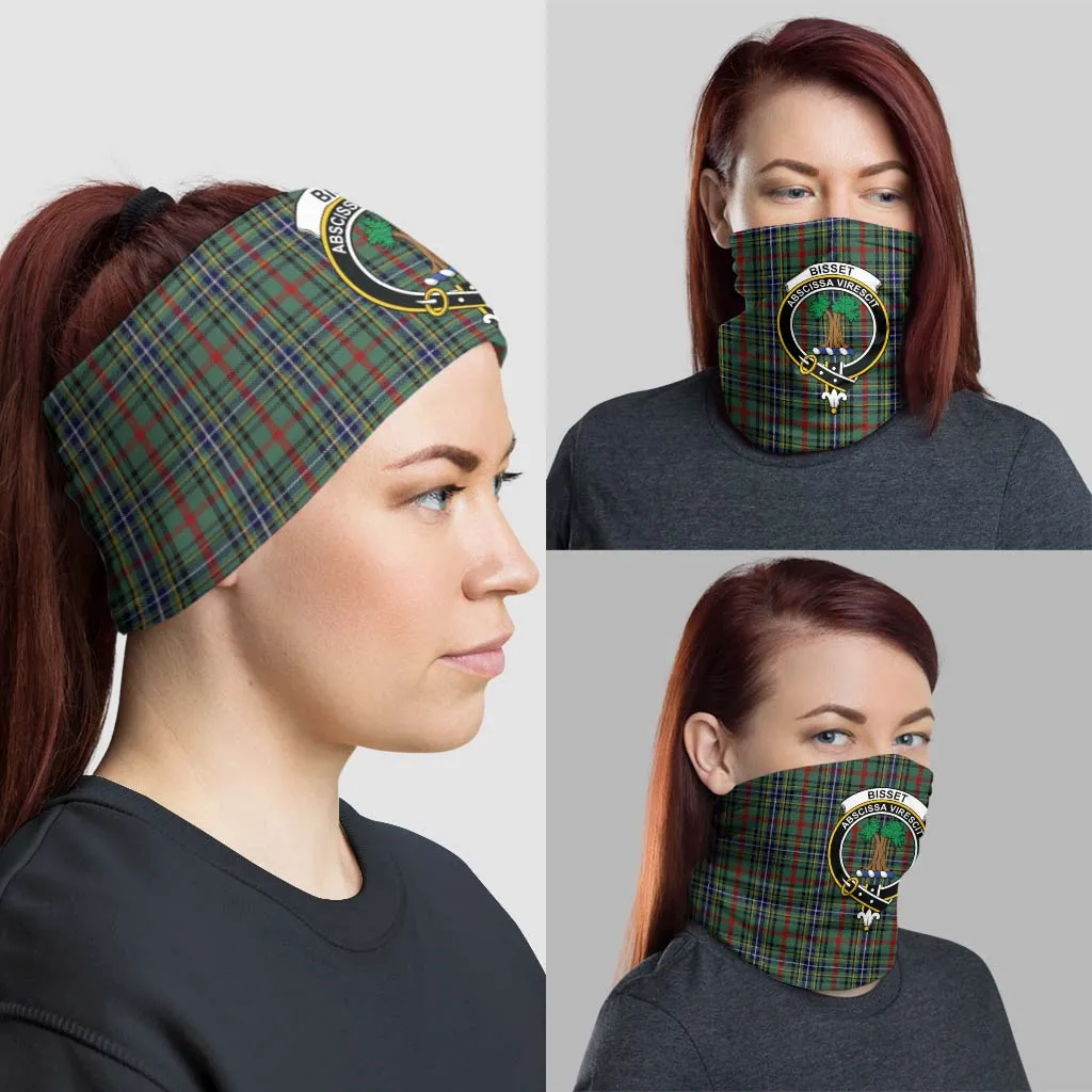 Bisset Tartan Neck Gaiters, Tartan Bandanas, Tartan Head Band with Family Crest