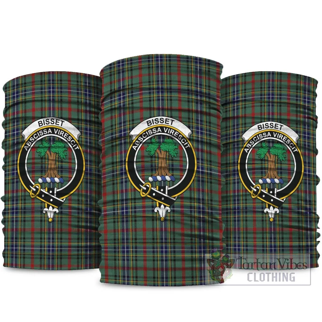 Bisset Tartan Neck Gaiters, Tartan Bandanas, Tartan Head Band with Family Crest