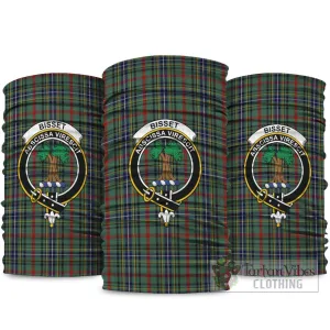 Bisset Tartan Neck Gaiters, Tartan Bandanas, Tartan Head Band with Family Crest