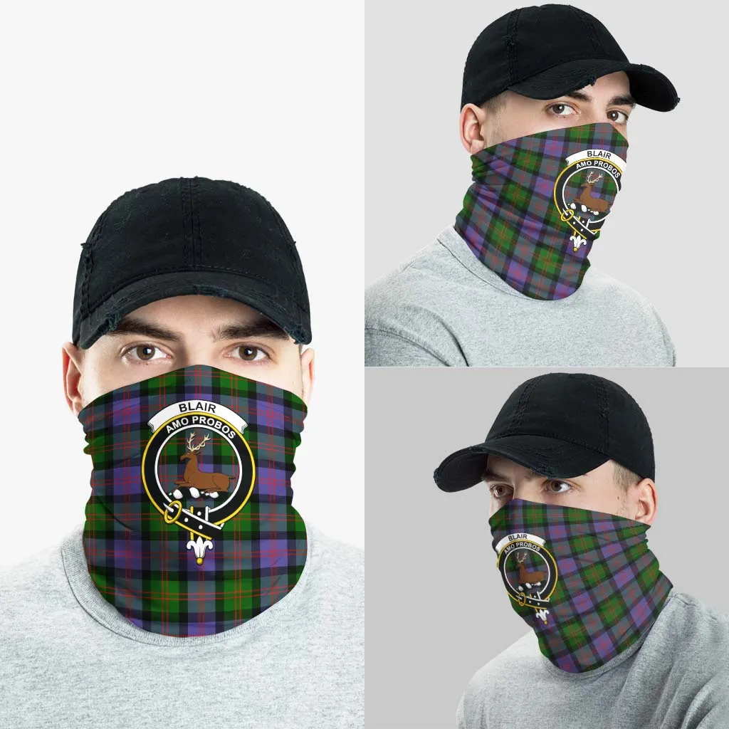 Blair Modern Tartan Neck Gaiters, Tartan Bandanas, Tartan Head Band with Family Crest