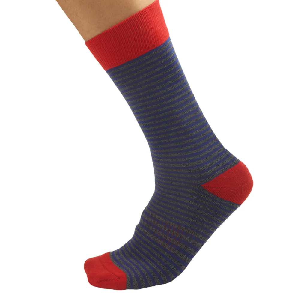 Blue/Grey Striped Serious Socks