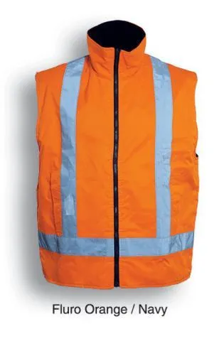 Bocini Hi-Vis Reversible Vest With Reflective Tape-(SJ0428)