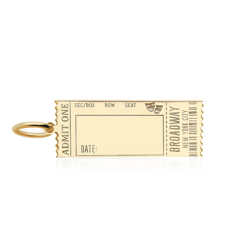 Broadway Ticket Customizable Charm New York Solid Gold