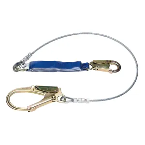 C361200 6ft DeCoil Cable Single Leg Lanyard (1/4in Vinyl Coated Cable, Snap Hook, Rebar Hook)