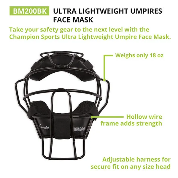 Champion Sports ULTRA LIGHTWEIGHT UMPIRE FACE MASK-C-BM200BK