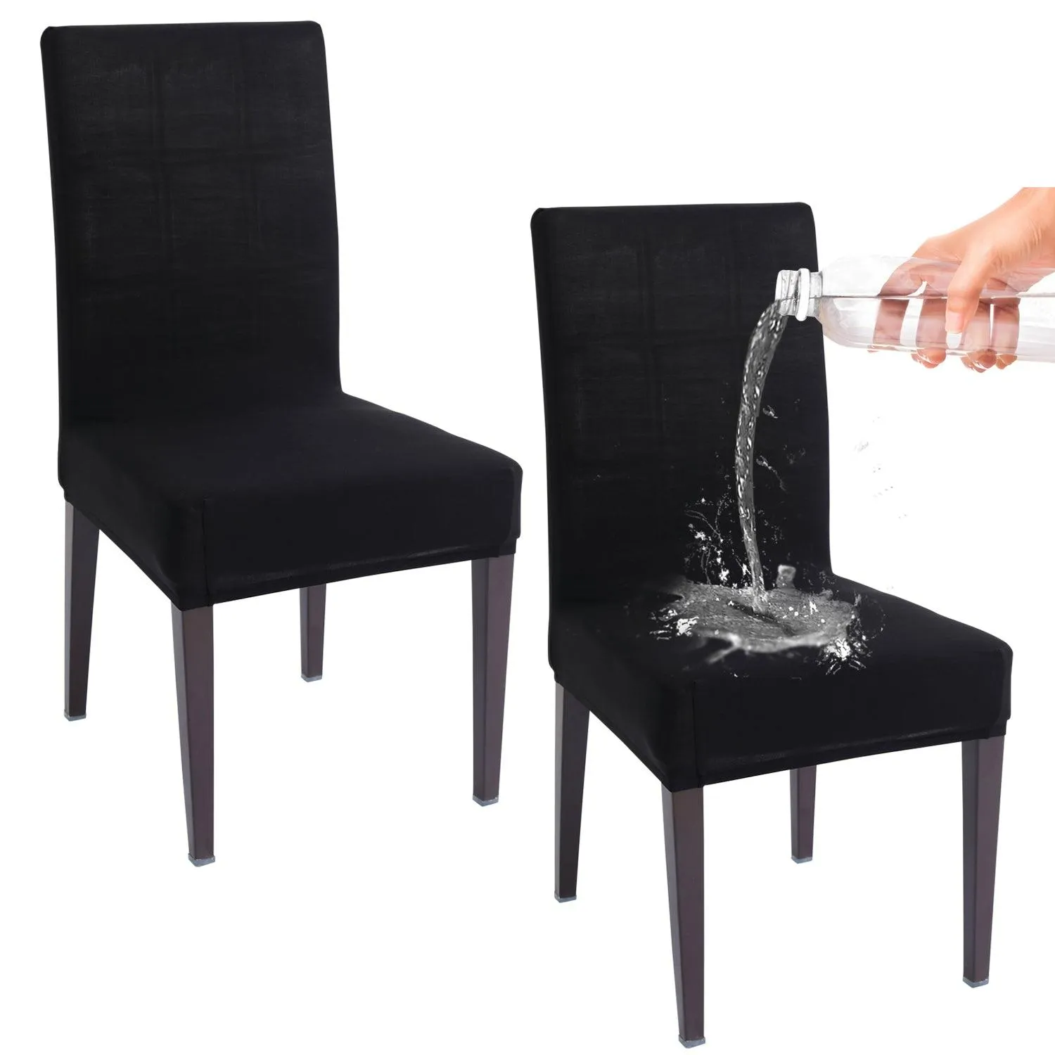 Elastic Stretchable Water Resistant Dining Chair Cover, Black