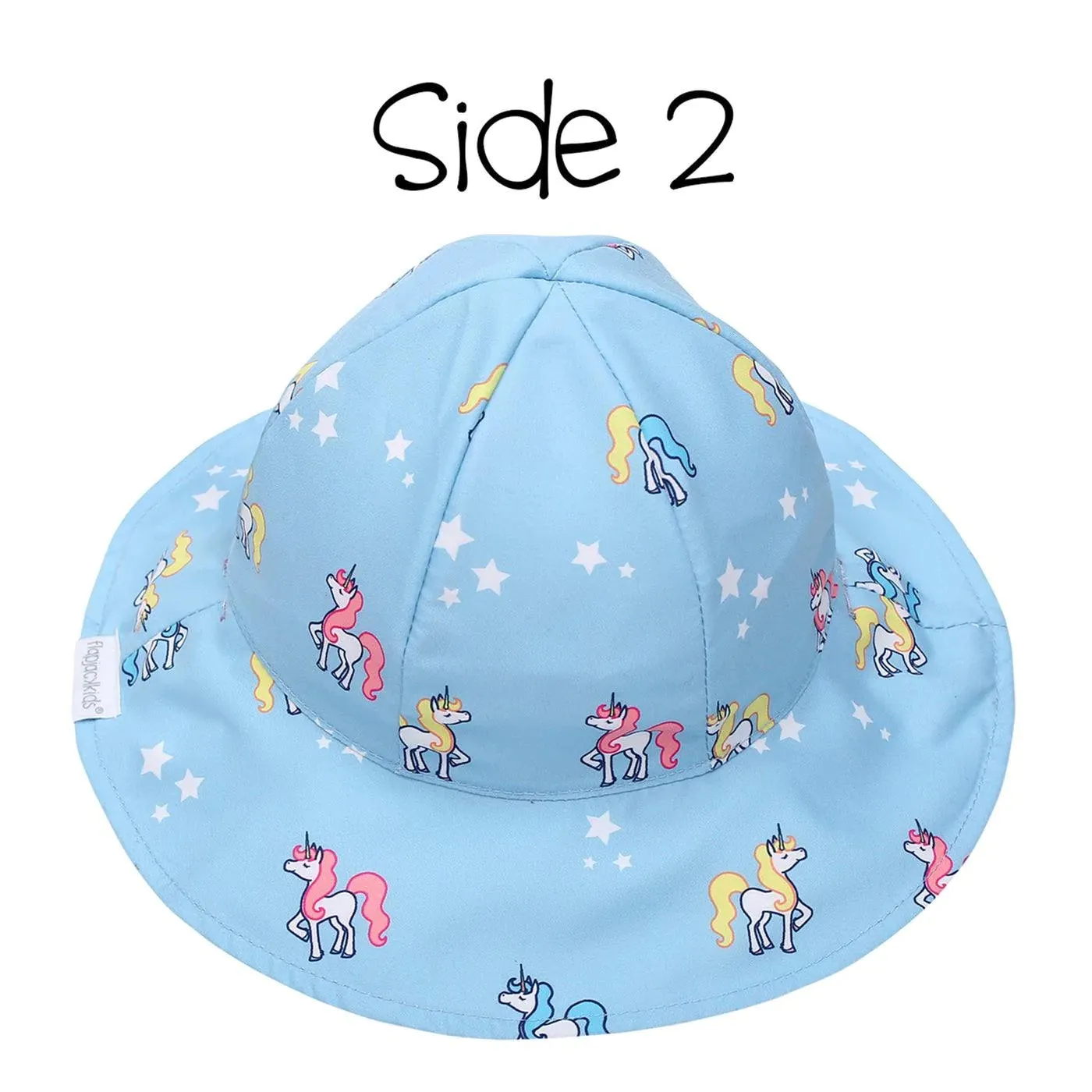 Flapjack Kids UPF50  Patterned Sun Hat - Rainbow/Unicorn