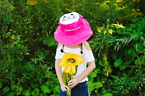 FlapJack Kids UPF50  Reversible Sun Hat -  Bunny / Daisy