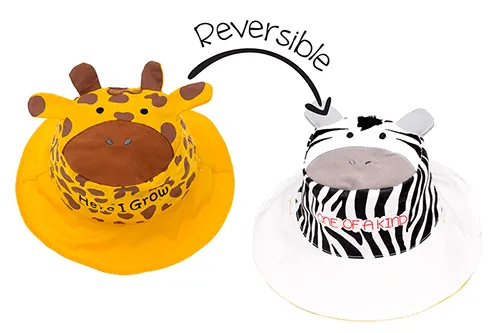 FlapJack Kids UPF50  Reversible Sun Hat Giraffe / Zebra