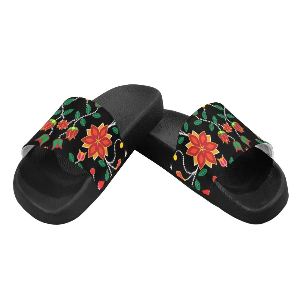 Floral Beadwork Six Bands Women's Slide Sandals