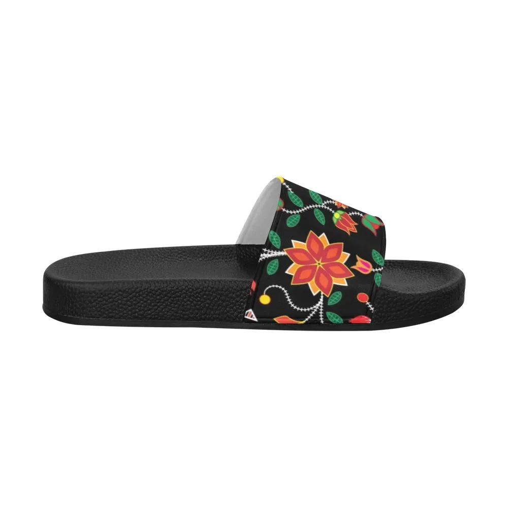 Floral Beadwork Six Bands Women's Slide Sandals