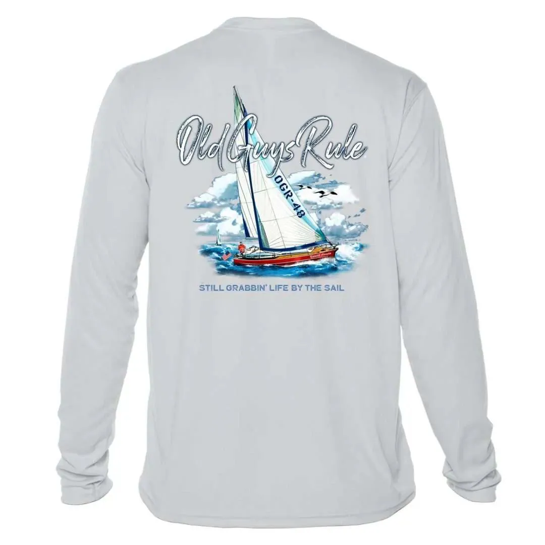 Grabbing Life Sailboat Sun Shirt - Men UPF50 Graphic Tee Old Guys Rule