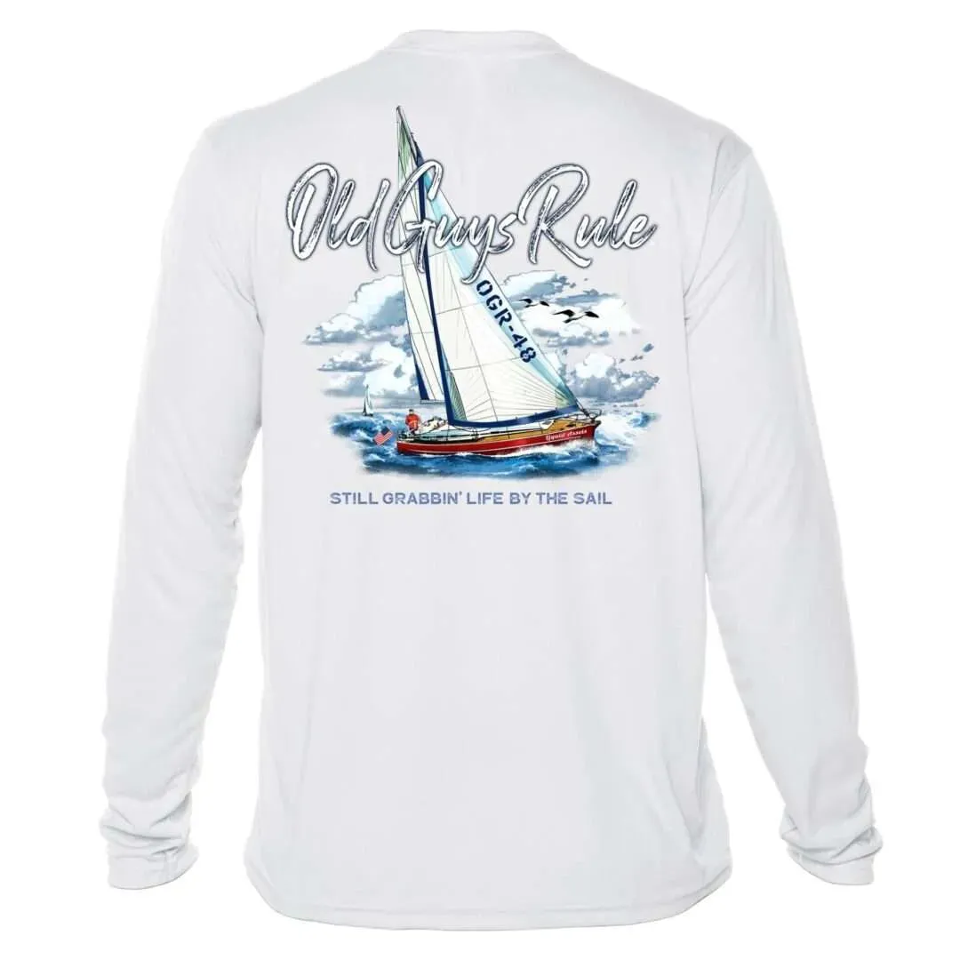 Grabbing Life Sailboat Sun Shirt - Men UPF50 Graphic Tee Old Guys Rule