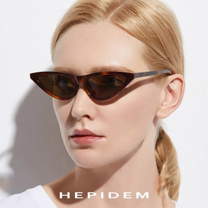 Hepidem Women's Sunglasses Acetate Polarized Transparent Clear Cat Eye T9115