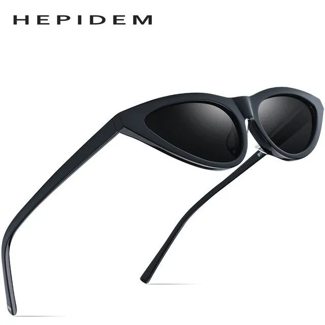 Hepidem Women's Sunglasses Acetate Polarized Transparent Clear Cat Eye T9115