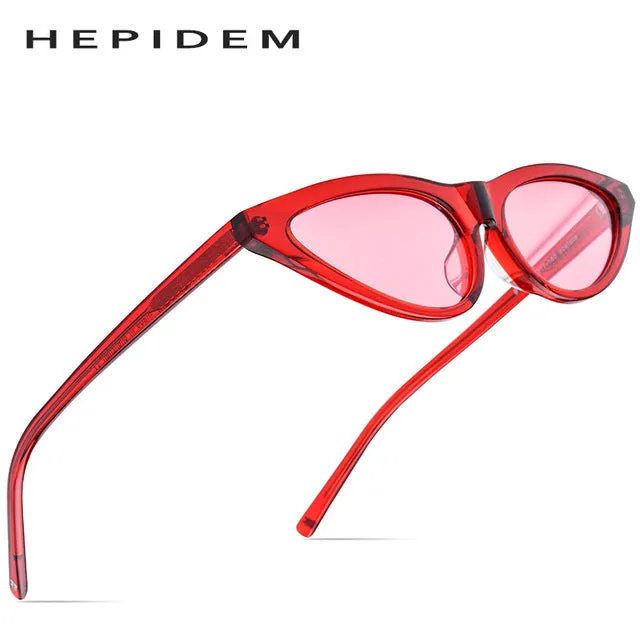 Hepidem Women's Sunglasses Acetate Polarized Transparent Clear Cat Eye T9115