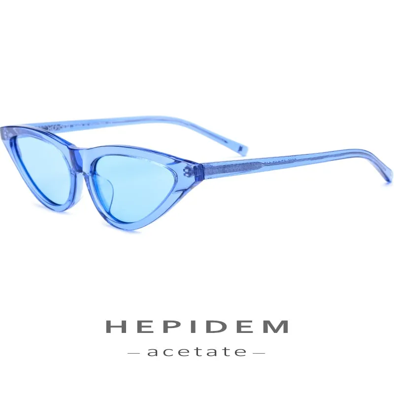 Hepidem Women's Sunglasses Acetate Polarized Transparent Clear Cat Eye T9115