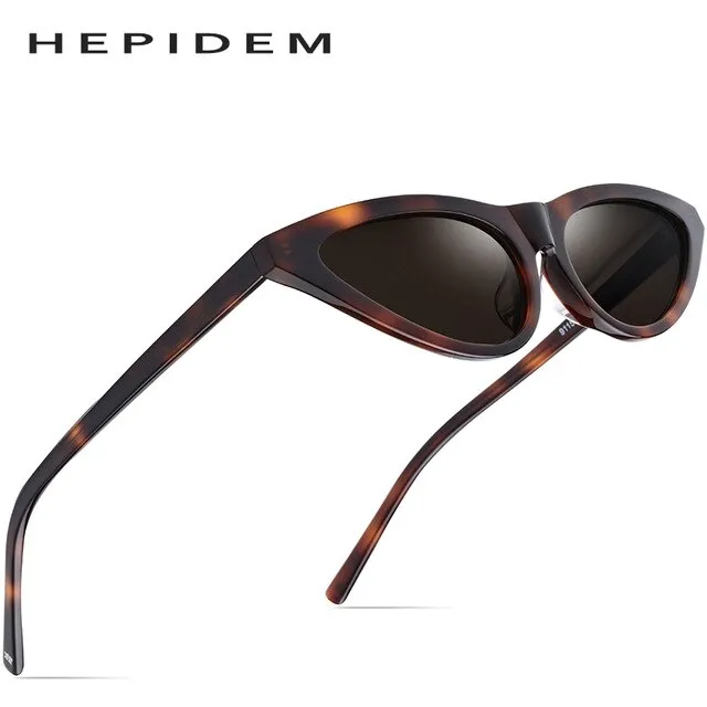 Hepidem Women's Sunglasses Acetate Polarized Transparent Clear Cat Eye T9115