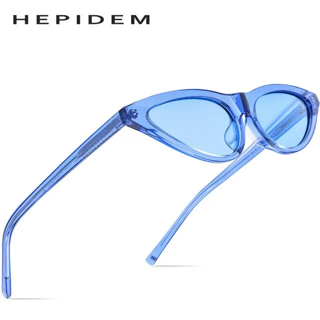 Hepidem Women's Sunglasses Acetate Polarized Transparent Clear Cat Eye T9115