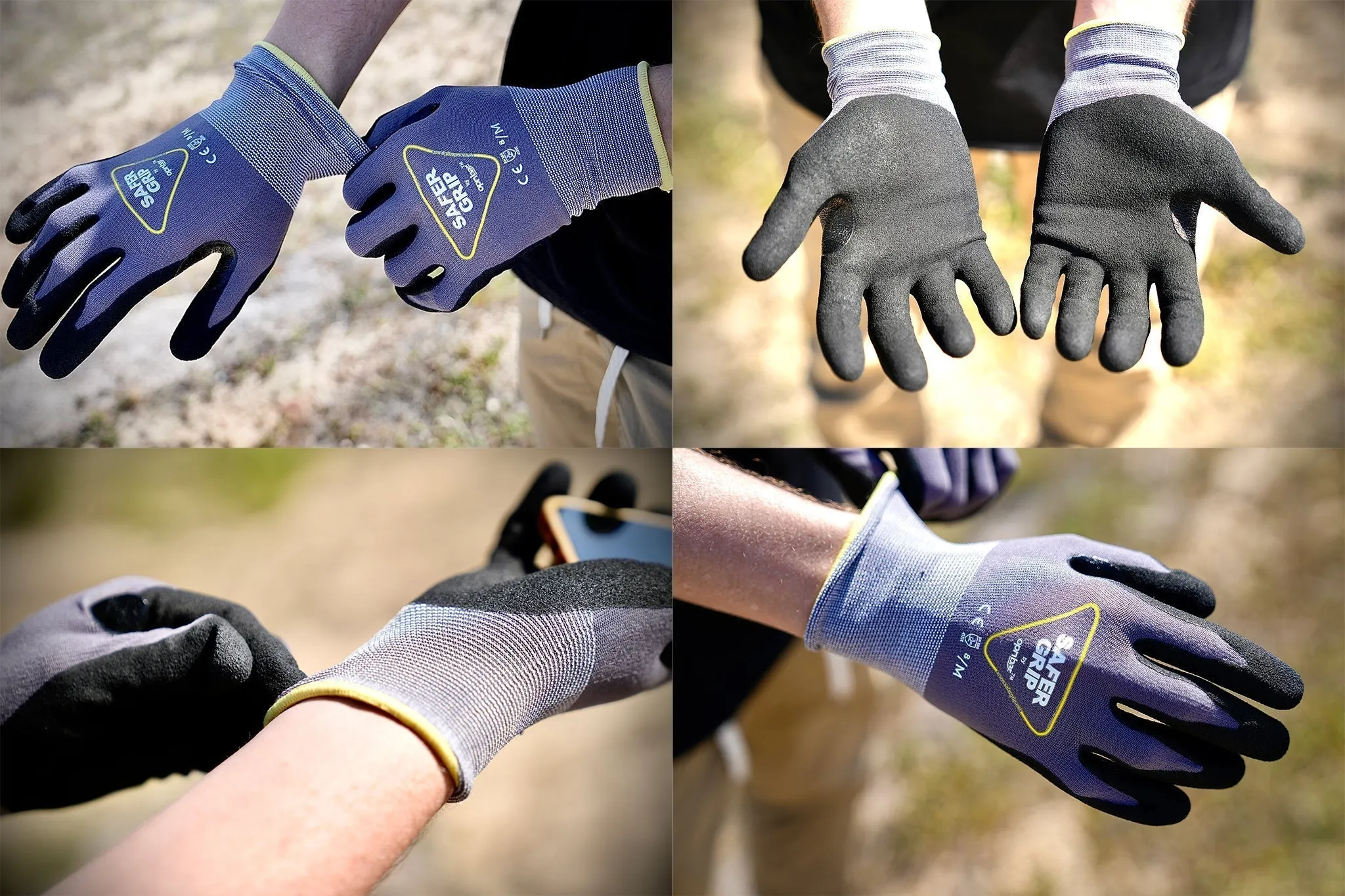 Hiking Gloves - Nitrile Coated Gloves with Touchscreen - Safer Grip by OPNBAR™ (2-Pack)