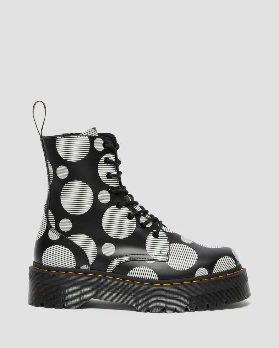 Jadon Black Polka Dot Smooth Leather Platform Boots