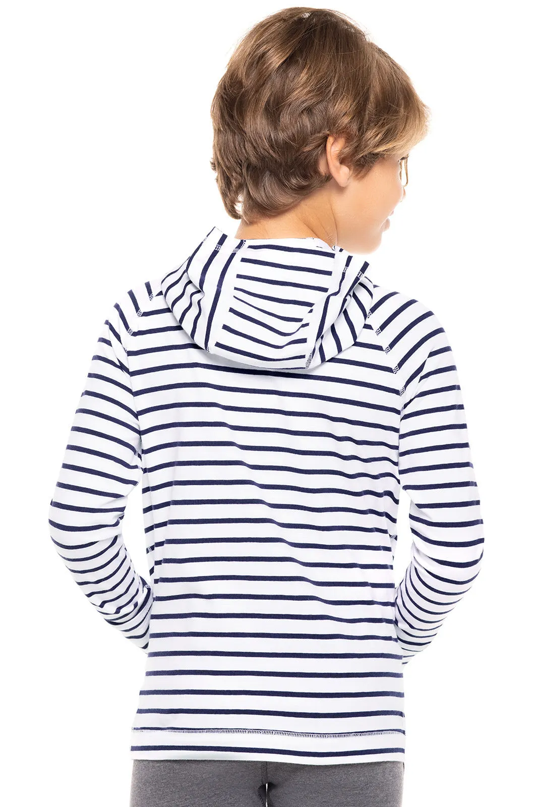 Kid's LumaLeo Hoodie  |  White/Navy Stripe