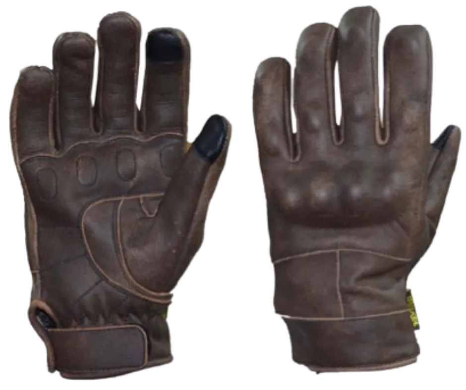 Knuckle Brown Leather Riding Gloves