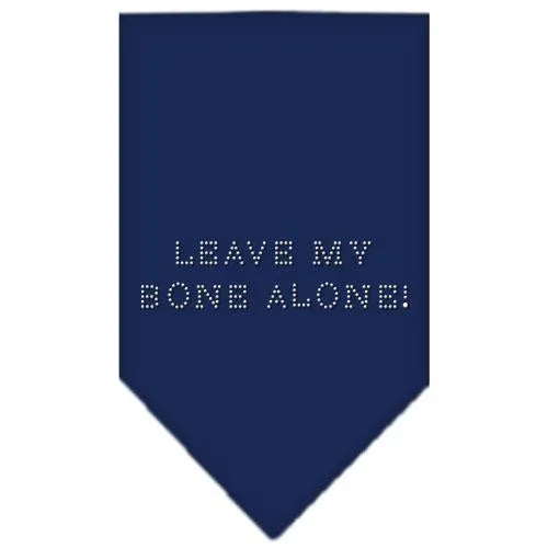 Leave My Bone Alone Rhinestone Bandana Navy Blue Small