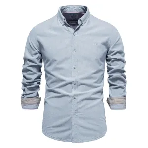 Long Sleeve Oxford Men's Shirts 100% Cotton Solid Color Social Shirts for Men New Spring Autumn Mens Designer Clothes