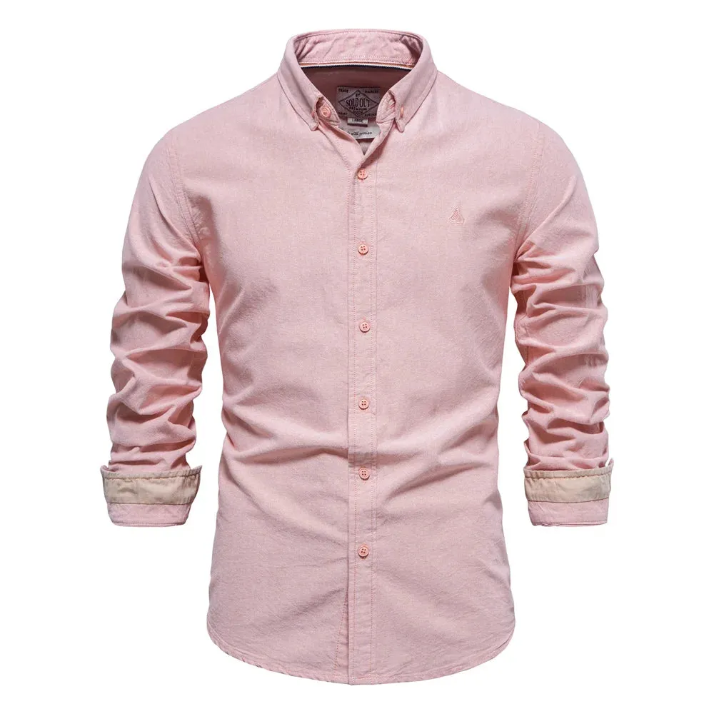 Long Sleeve Oxford Men's Shirts 100% Cotton Solid Color Social Shirts for Men New Spring Autumn Mens Designer Clothes