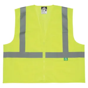 MCR Safety ANSI Class 2 Hi-Vis Recycled Materials Zipper-Front Vest