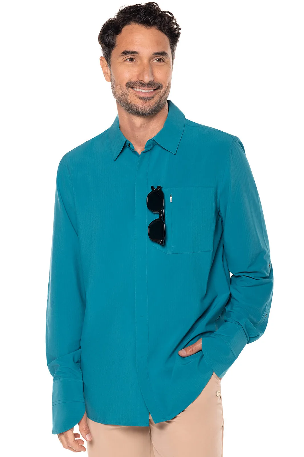 Men's Fiera Smart Shirt  |  Tahitian Teal Shadow Stripe