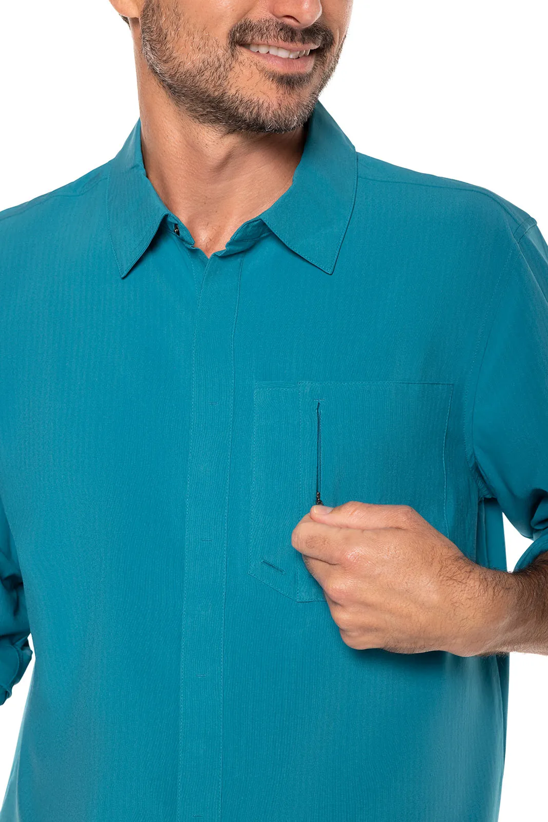 Men's Fiera Smart Shirt  |  Tahitian Teal Shadow Stripe