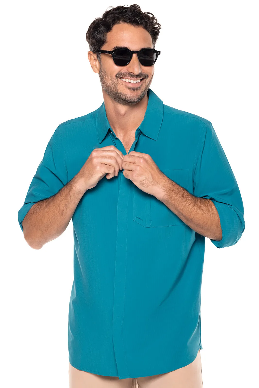 Men's Fiera Smart Shirt  |  Tahitian Teal Shadow Stripe