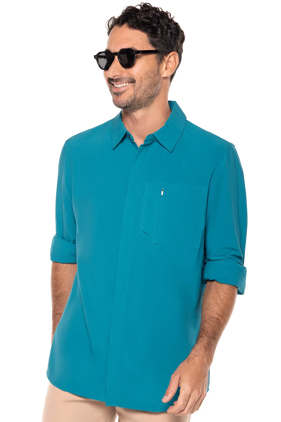 Men's Fiera Smart Shirt  |  Tahitian Teal Shadow Stripe